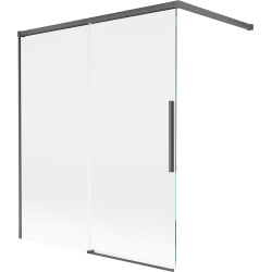 Mexen Rox paravan de cadă cu 2 uși glisante 140 x 150 cm, transparent, gri armat periat - 8C9-140-003-66-00