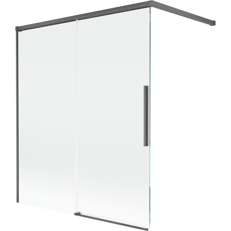 Mexen Rox paravan de cadă cu 2 uși glisante 140 x 150 cm, transparent, gri armat periat - 8C9-140-003-66-00