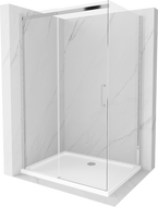 Cabină de duș Mexen Omega culisantă 100 x 80 cm, transparentă, crom + cadă Flat - 825-100-080-01-00-4010