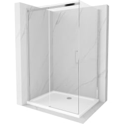 Mexen Omega szétcsúsztatható zuhanykabin 110 x 70 cm, átlátszó, króm + Flat zuhanytálca - 825-110-070-01-00-4010