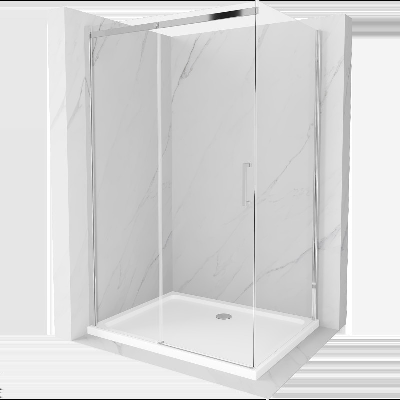 Mexen Omega cabină de duș extensibilă 110 x 70 cm, transparent, Crom + cadă de duș Flat - 825-110-070-01-00-4010