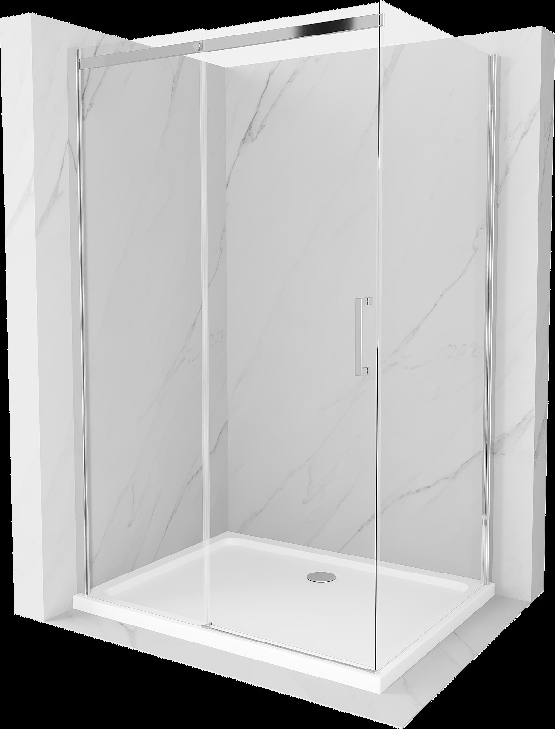 Mexen Omega cabină de duș extensibilă 110 x 70 cm, transparent, Crom + cadă de duș Flat - 825-110-070-01-00-4010