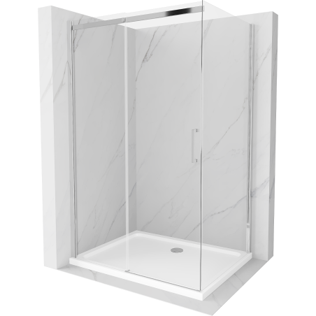 Mexen Omega 110 x 80 cm-es toló zuhanykabin, átlátszó, króm + Flat zuhanytálca - 825-110-080-01-00-4010