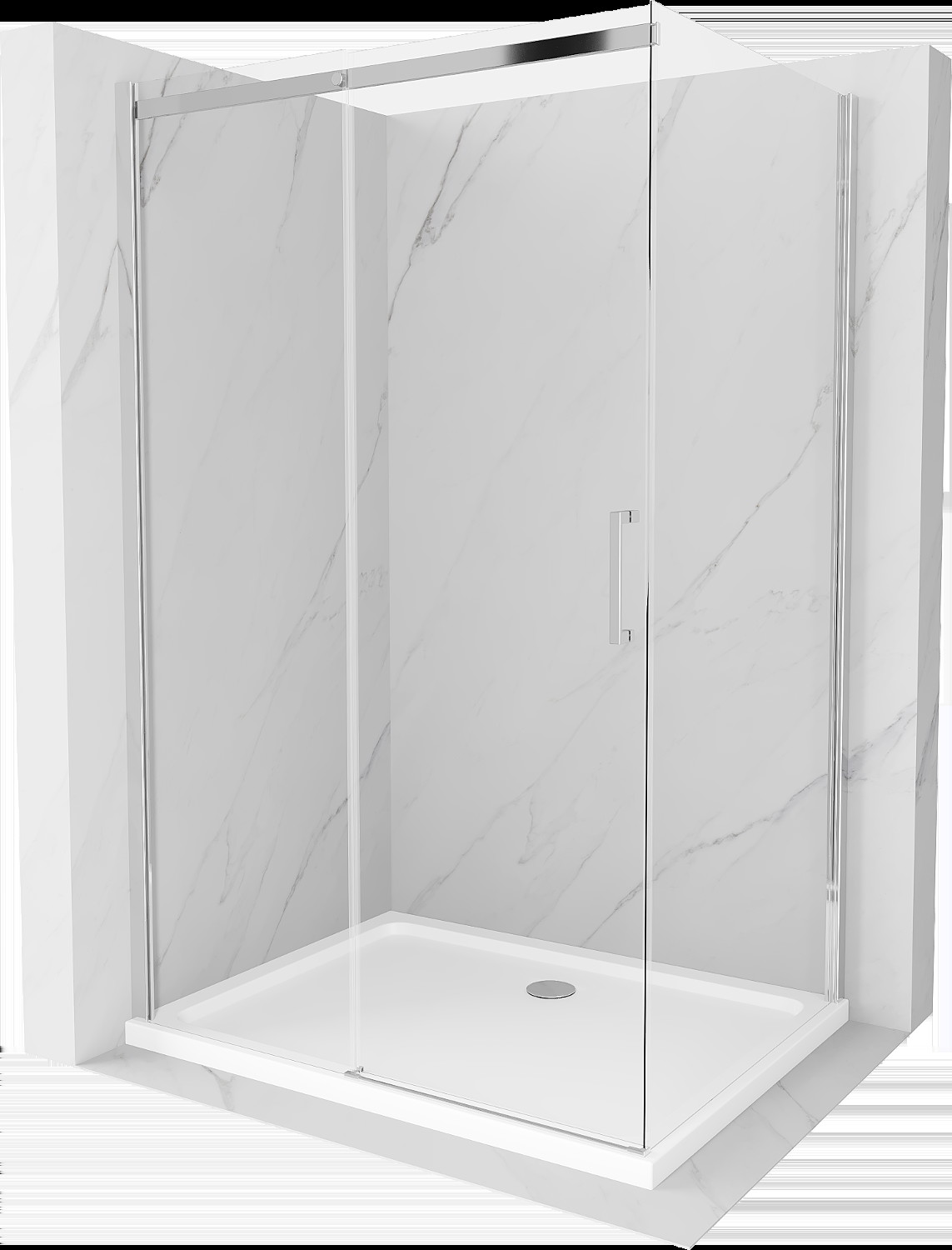 Mexen Omega cabină de duș extensibilă 110 x 80 cm, transparent, Crom + cadă de duș Flat - 825-110-080-01-00-4010