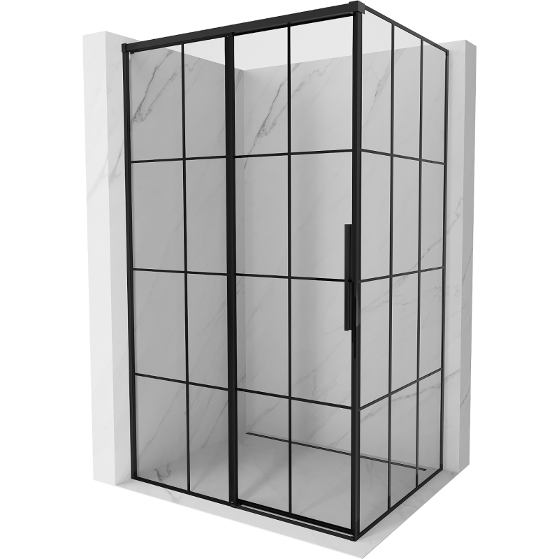 Mexen Rox cabină de duș culisantă stânga 140 x 90 cm, grilaj negru, negru - 8C2-140-090-70-77-L