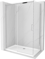 Mexen Omega 130 x 70 cm-es tolóajtós zuhanykabin, átlátszó, króm + Flat zuhanytálca - 825-130-070-01-00-4010
