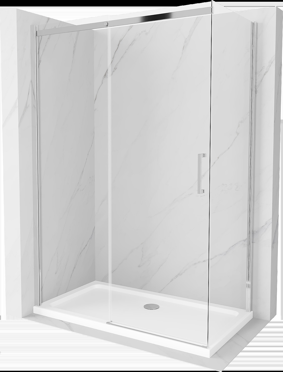 Mexen Omega cabină de duș extensibilă 130 x 70 cm, transparent, Crom + cadă de duș Flat - 825-130-070-01-00-4010