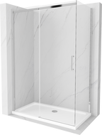 Mexen Omega cabina de duș glisantă 130 x 70 cm, transparentă, cromată + cadă Flat - 825-130-070-01-00-4010