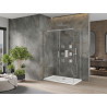 Mexen Omega 130 x 70 cm-es tolóajtós zuhanykabin, átlátszó, króm + Flat zuhanytálca - 825-130-070-01-00-4010