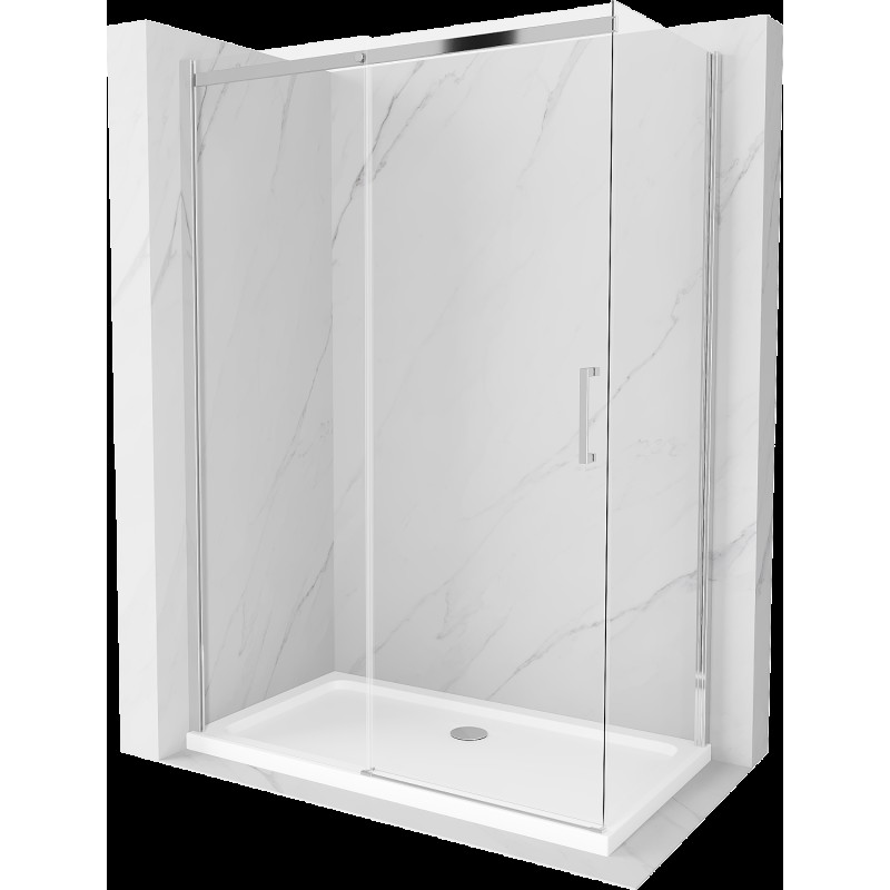 Mexen Omega cabină de duș extensibilă 140 x 70 cm, transparent, Crom + cadă de duș Flat - 825-140-070-01-00-4010