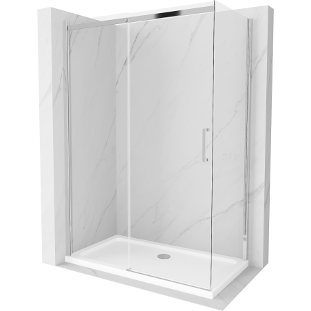 Mexen Omega cabină de duș extensibilă 140 x 70 cm, transparent, Crom + cadă de duș Flat - 825-140-070-01-00-4010