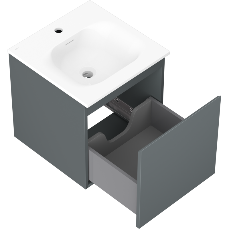 Mexen Orio dulap de baie de 45 cm cu lavoar Vela, 1 sertar, grafit mat/alb mat - 91A10-04547-1-BF66-W23M01