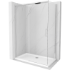 Mexen Omega tolóajtós zuhanykabin 140 x 80 cm, átlátszó, króm + Flat zuhanytálca - 825-140-080-01-00-4010