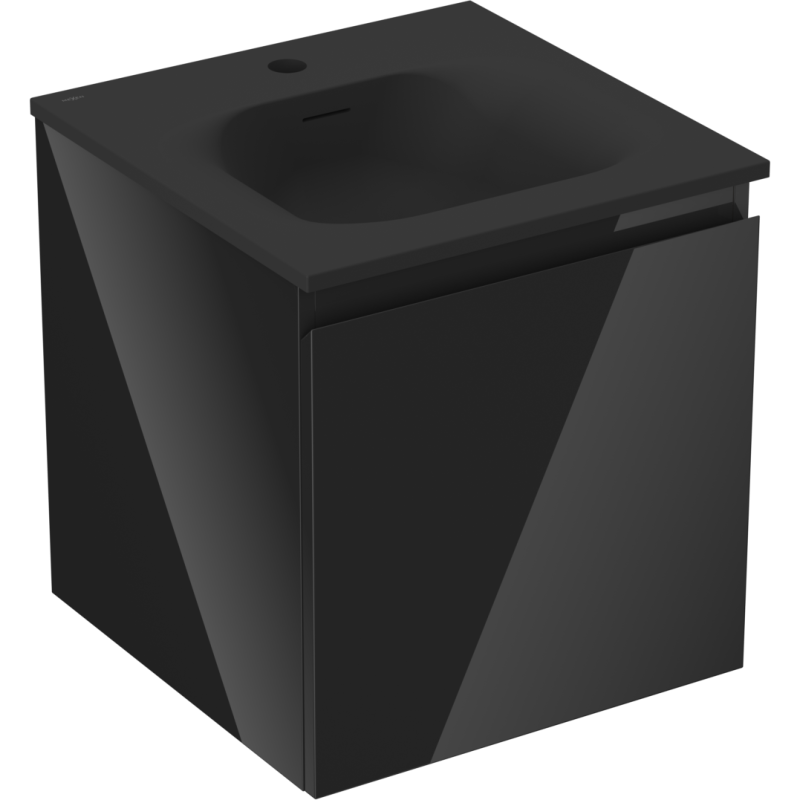 Mexen Orio dulap baie 45 cm cu lavoar Vela, 1 sertar, negru lucios/negru mat - 91A10-04547-1-BF70-W23M71
