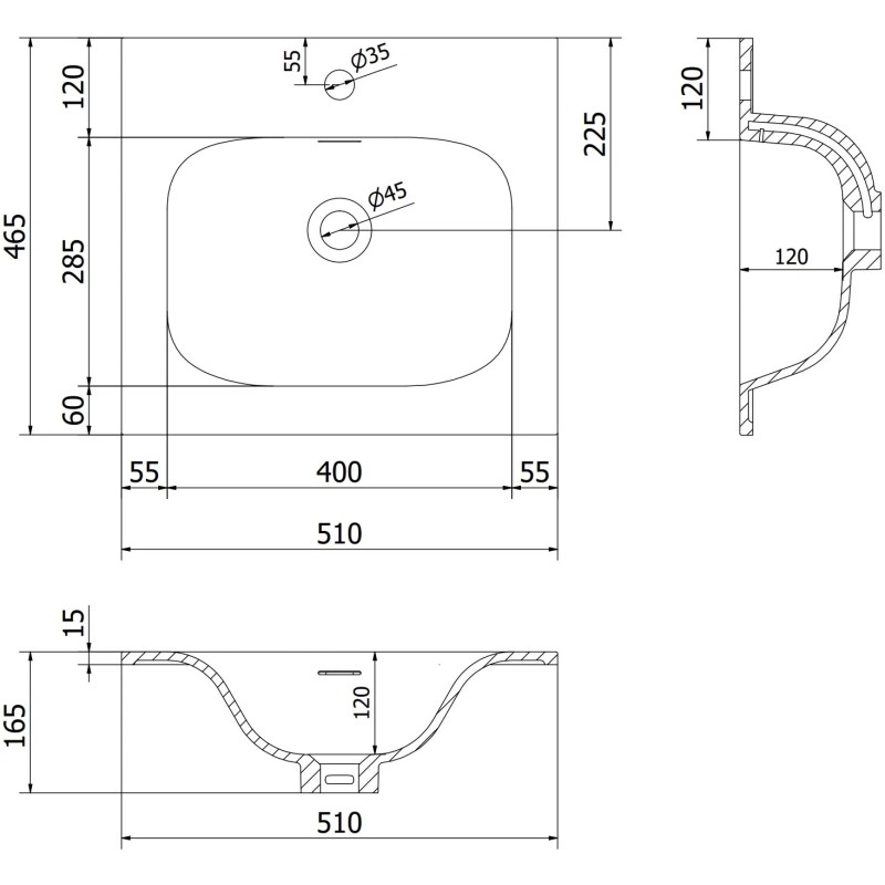 Mexen Orio dulap baie 50 cm cu lavoar Vela, 1 sertar, alb lucios - 91A10-05047-1-BF00-W23M00