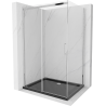 Mexen Omega cabina de duș glisantă 120 x 80 cm, transparentă, cromată + cadă de duș Flat, neagră - 825-120-080-01-00-4070