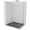 Mexen Omega 120 x 90 cm-es tolóajtós zuhanykabin, átlátszó, króm + Flat zuhanytálca, fekete - 825-120-090-01-00-4070