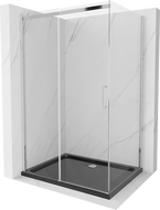Mexen Omega cabină de duș extensibilă 120 x 90 cm, transparent, Crom + cadă de duș Flat, Neagră - 825-120-090-01-00-4070