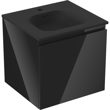Mexen Orio 50 cm-es fürdőszobai szekrény Vela mosdóval, 1 fiók, fekete fényes/fekete matt - 91A10-05047-1-BF70-W23M71
