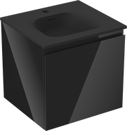 Mexen Orio fürdőszobai szekrény 50 cm Vela mosdókagylóval, 1 fiók, fényes fekete/matt fekete - 91A10-05047-1-BF70-W23M71