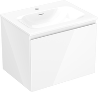 Mexen Orio 60 cm-es fürdőszobai szekrény Vela mosdóval, 1 fiók, fehér fényes - 91A10-06047-1-BF00-W23M00