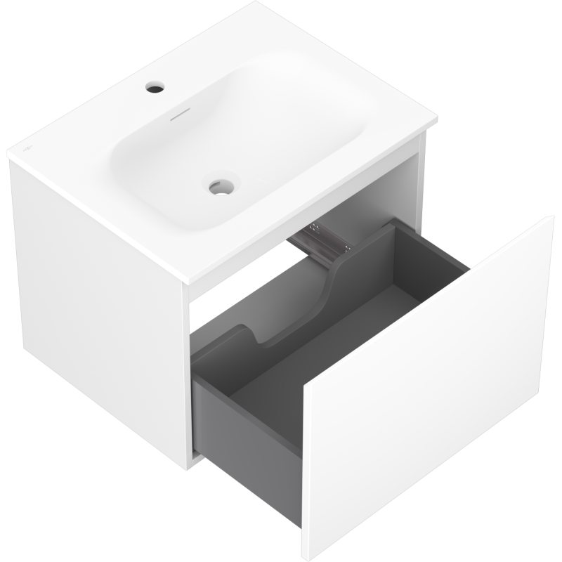 Mexen Orio fürdőszobaszekrény 60 cm mosdóval Vela, 1 fiók, fehér matt - 91A10-06047-1-BF01-W23M01