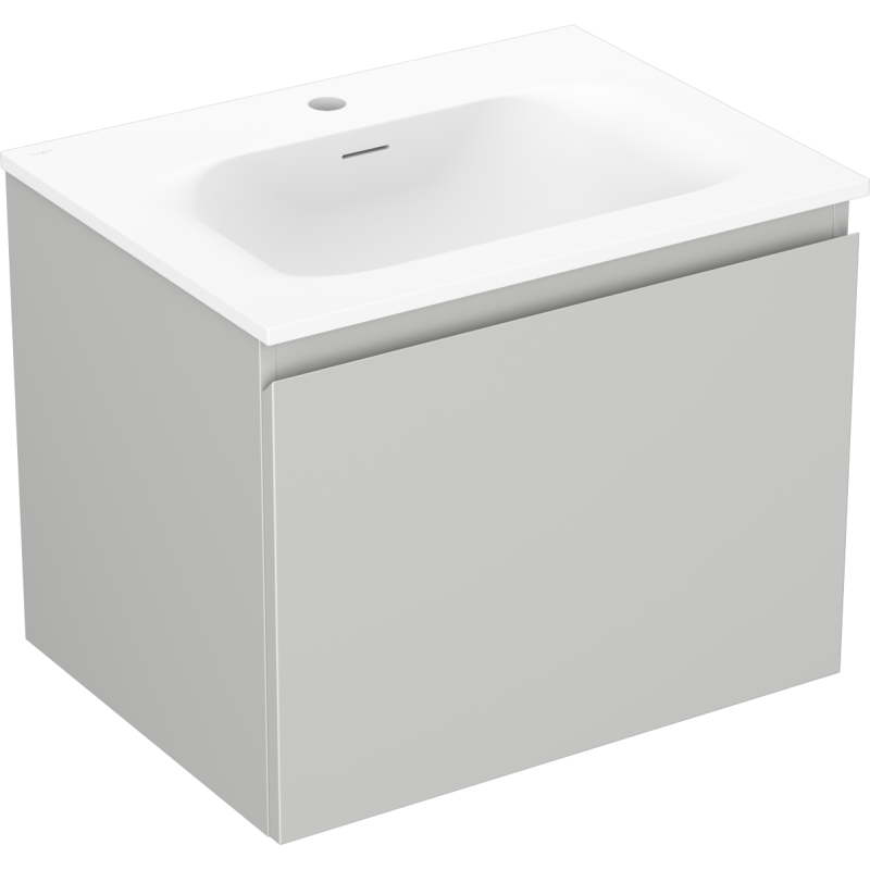 Mexen Orio 60 cm-es fürdőszobaszekrény Vela mosdóval, 1 fiókkal, szürke matt/fehér matt - 91A10-06047-1-BF62-W23M01