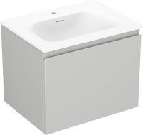 Mexen Orio 60 cm-es fürdőszobaszekrény Vela mosdóval, 1 fiókkal, szürke matt/fehér matt - 91A10-06047-1-BF62-W23M01