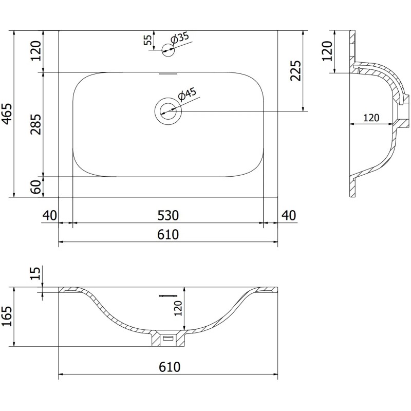 Mexen Orio dulap baie 60 cm cu lavoar Vela, 1 sertar, gri mat/alb mat - 91A10-06047-1-BF62-W23M01