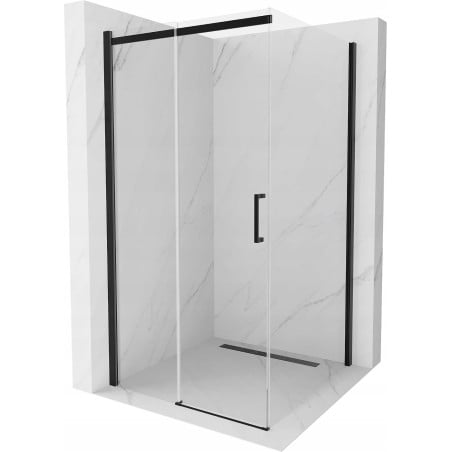 Mexen Omega cabină de duș culisantă 100 x 100 cm, transparentă, neagră - 825-100-100-70-00