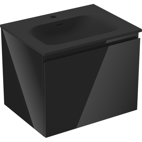 Mexen Orio fürdőszobai szekrény 60 cm-es Vela mosdóval, 1 fiók, fekete fényes/fekete matt - 91A10-06047-1-BF70-W23M71