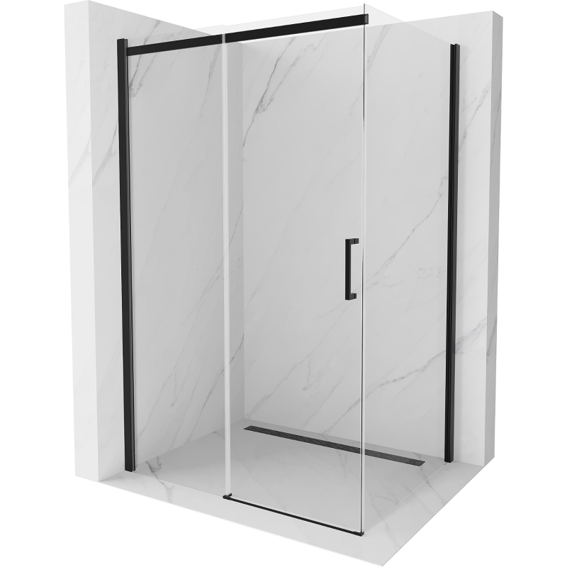 Mexen Omega cabină de duș glisantă 110 x 100 cm, transparentă, neagră - 825-110-100-70-00