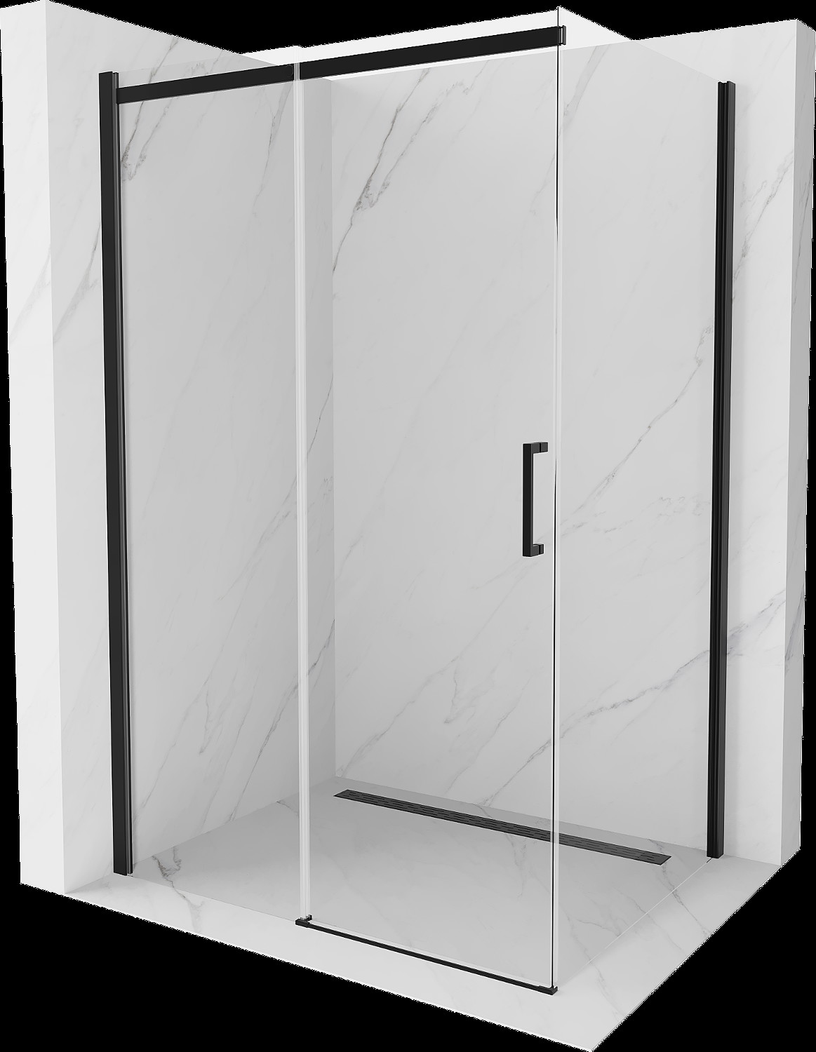 Mexen Omega cabină de duș extensibilă 120 x 80 cm, transparent, Neagră - 825-120-080-70-00