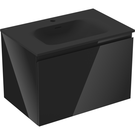 Mobilier baie Mexen Orio 70 cm cu lavoar Vela, 1 sertar, negru lucios/negru mat - 91A10-07047-1-BF70-W23M71