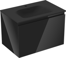 Mexen Orio fürdőszobai szekrény 70 cm-es Vela mosdóval, 1 fiókos, fekete fényes/fekete matt - 91A10-07047-1-BF70-W23M71