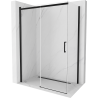 Mexen Omega tolóajtós zuhanykabin 130 x 70 cm, Átlátszó, Fekete - 825-130-070-70-00