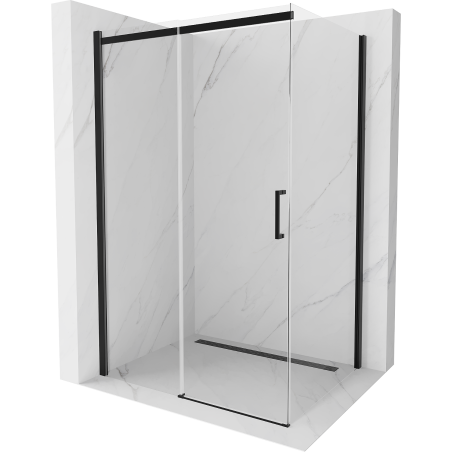 Mexen Omega tolóajtós zuhanykabin 130 x100 cm, Átlátszó, Fekete - 825-130-100-70-00