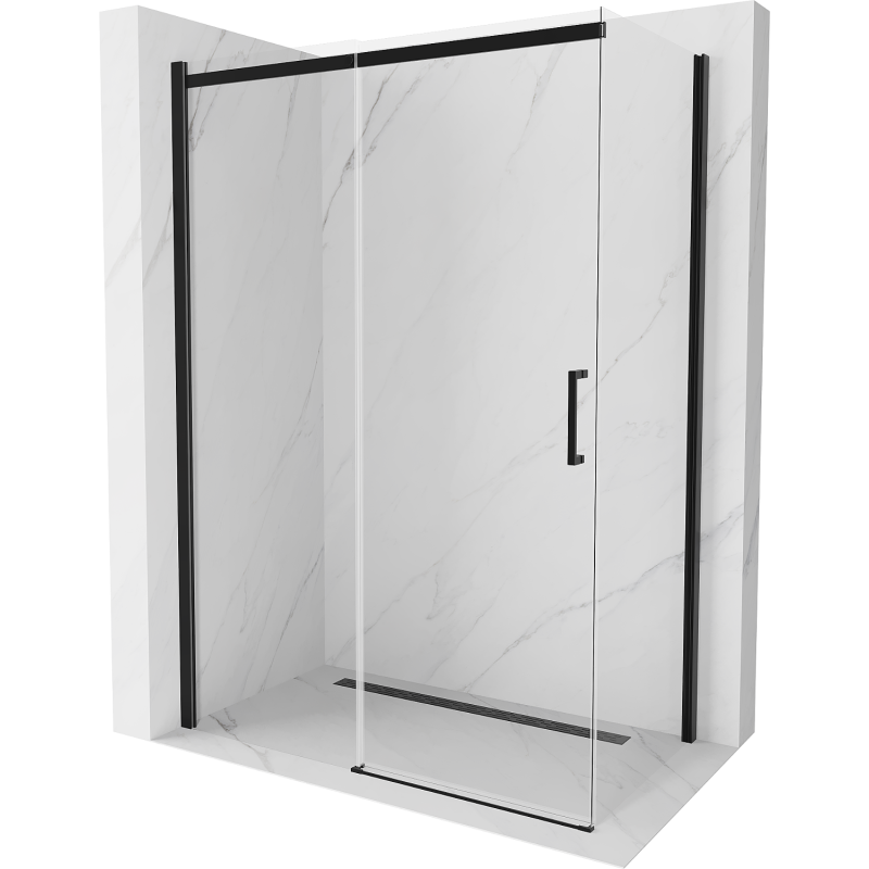 Mexen Omega cabină de duș culisantă 140 x 80 cm, transparentă, neagră - 825-140-080-70-00