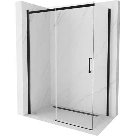 Mexen Omega 140 x 80 cm-es, átlátszó, fekete tolóajtós zuhanykabin - 825-140-080-70-00