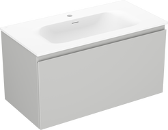 Mexen Orio 90 cm-es fürdőszobaszekrény Vela mosdóval, 1 fiók, szürke matt/fehér matt - 91A10-09047-1-BF62-W23M01