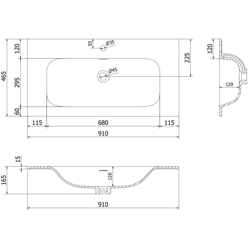 Mexen Orio dulap baie 90 cm cu lavoar Vela, 1 sertar, gri mat/alb mat - 91A10-09047-1-BF62-W23M01