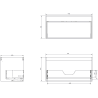 Dulap baie Mexen Orio 90 cm cu chiuvetă Vela, 1 sertar, grafit mat/alb mat - 91A10-09047-1-BF66-W23M01