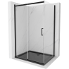 Mexen Omega cabina de duș glisantă 100 x 80 cm, transparentă, neagră + cadă de duș Flat, neagră - 825-100-080-70-00-4070B