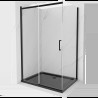 Mexen Omega cabină de duș extensibilă 100 x 90 cm, transparent, Neagră + cadă de duș Flat, Neagră - 825-100-090-70-00-4070B