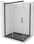 Mexen Omega cabina de duș glisantă 120 x 80 cm, transparentă, neagră + cadă de duș Flat, neagră - 825-120-080-70-00-4070B