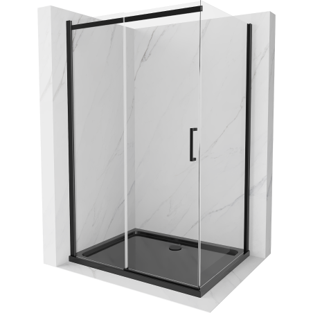 Mexen Omega cabina de duș glisantă 120 x 90 cm, transparentă, neagră + cadă de duș Flat, neagră - 825-120-090-70-00-4070B
