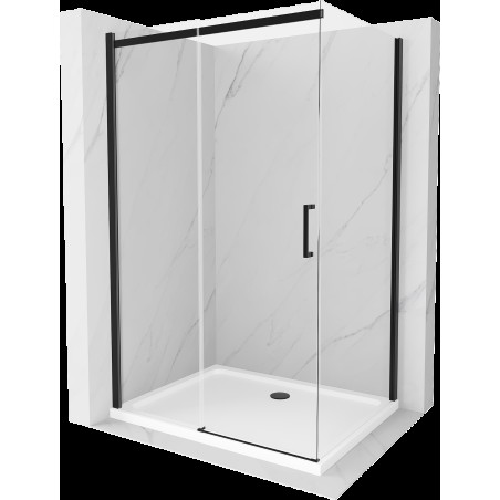 Mexen Omega cabină de duș extensibilă 100 x 90 cm, transparent, Neagră + cadă de duș Flat, Albă - 825-100-090-70-00-4010B