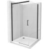 Mexen Omega cabină de duș culisantă 100 x 100 cm, transparentă, neagră + cadă Flat, albă - 825-100-100-70-00-4010B