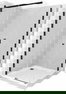 Mexen Omega cabină de duș extensibilă 100 x 100 cm, transparent, Neagră + cadă de duș Flat, Albă - 825-100-100-70-00-4010B