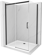 Mexen Omega cabină de duș extensibilă 110 x 70 cm, transparent, Neagră + cadă de duș Flat, Albă - 825-110-070-70-00-4010B